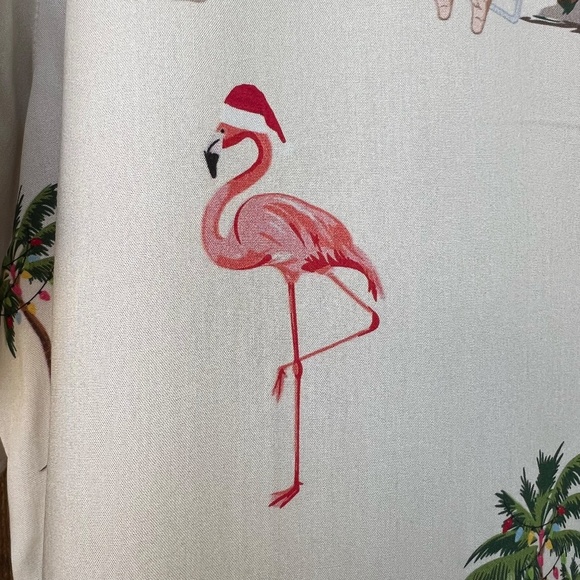 Christmas Holiday Shirt Beach Flamingos Mens MEDIUM Denim & Flower Ricky Singh - Picture 4 of 14